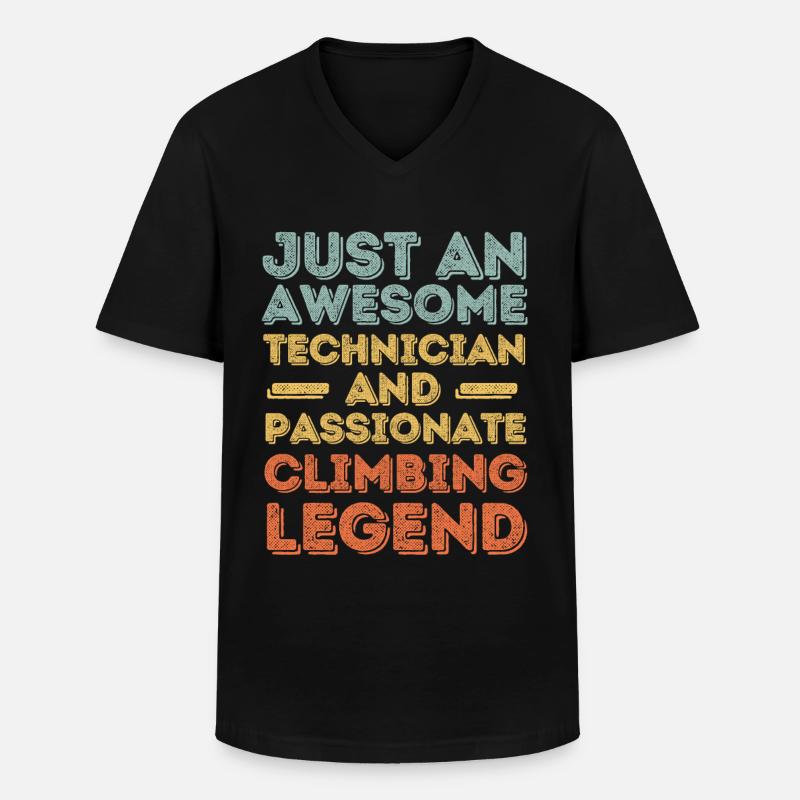 Techniker Klettern retro - Männer-T-Shirt mit V-Ausschnitt - Schwarz