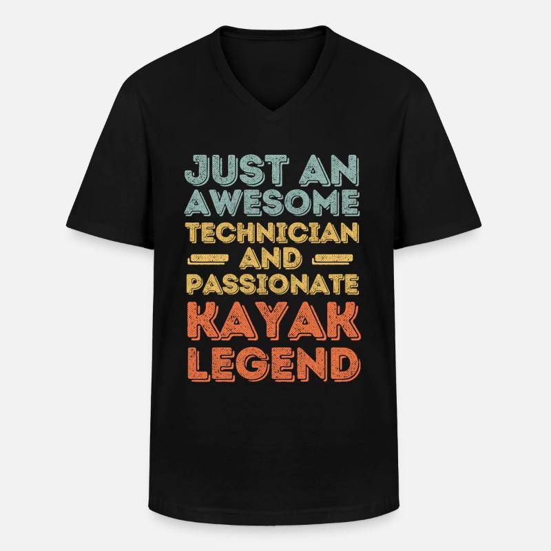 Techniker Kayak retro - Männer-T-Shirt mit V-Ausschnitt - Schwarz