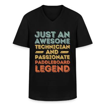 Techniker Paddleboard retro - Männer-T-Shirt mit V-Ausschnitt - Schwarz - Vorne - AI Model Male 178 dark (178cm)