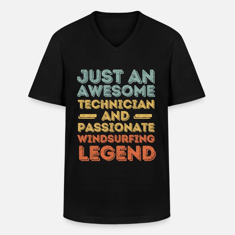 Techniker Windsurfen retro - Männer-T-Shirt mit V-Ausschnitt - Schwarz