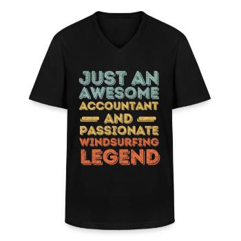 Buchhalter Windsurfen retro - Männer-T-Shirt mit V-Ausschnitt - Schwarz - Vorne - AI Model Male 178 dark (178cm)