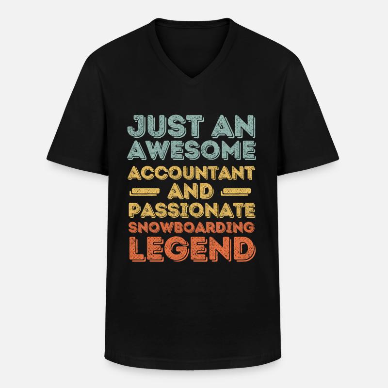 Buchhalter Snowboarden retro - Männer-T-Shirt mit V-Ausschnitt - Schwarz
