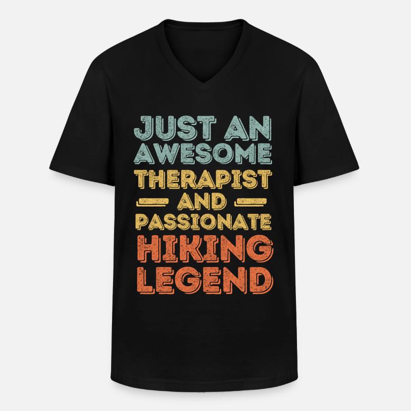 Therapeut Wandern retro - Männer-T-Shirt mit V-Ausschnitt - Schwarz