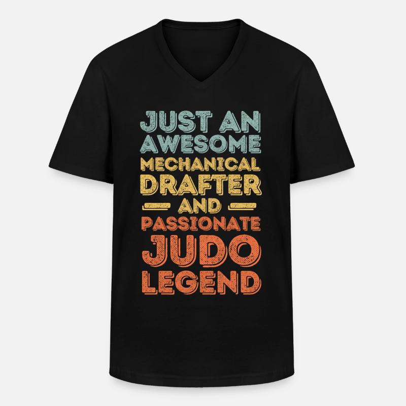 Technischer-Zeichner Judo retro - Männer-T-Shirt mit V-Ausschnitt - Schwarz