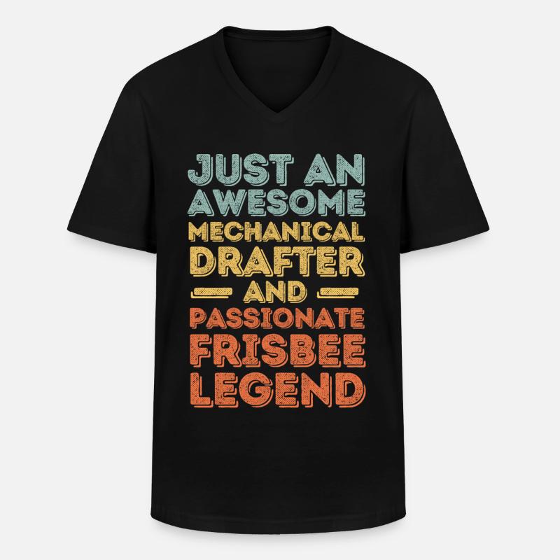 Technischer-Zeichner Frisbee retro - Männer-T-Shirt mit V-Ausschnitt - Schwarz
