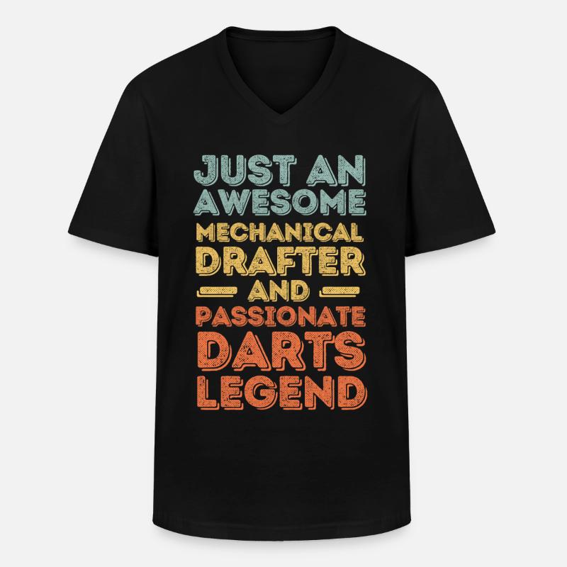 Technischer-Zeichner Darts retro - Männer-T-Shirt mit V-Ausschnitt - Schwarz