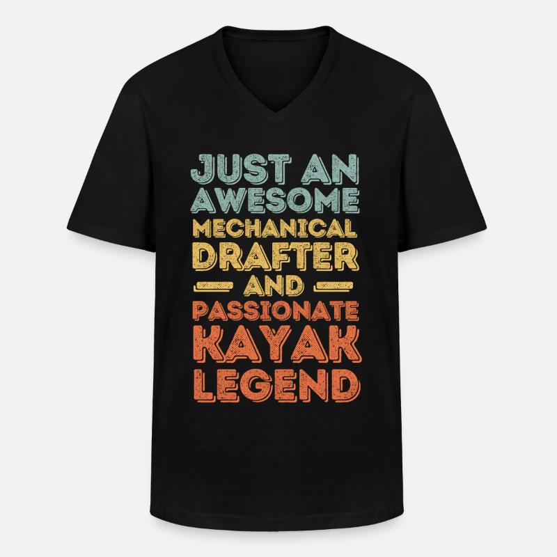 Technischer-Zeichner Kayak retro - Männer-T-Shirt mit V-Ausschnitt - Schwarz