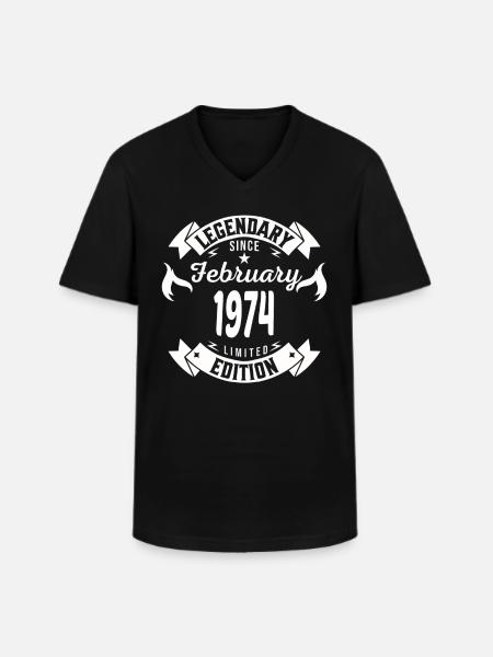 Legendary since february 1974 - Men's V-Neck T-Shirt - black