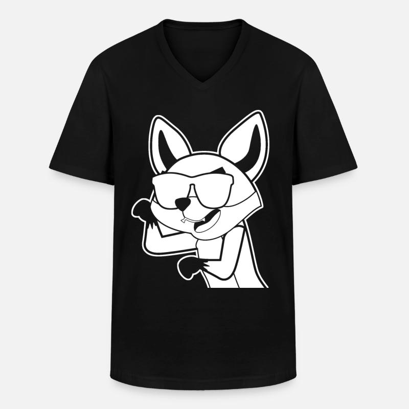 Fuchs mit Sonnenbrille - Männer-T-Shirt mit V-Ausschnitt - Schwarz