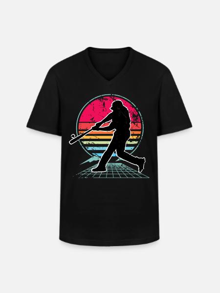 Baseball - Männer-T-Shirt mit V-Ausschnitt - Schwarz