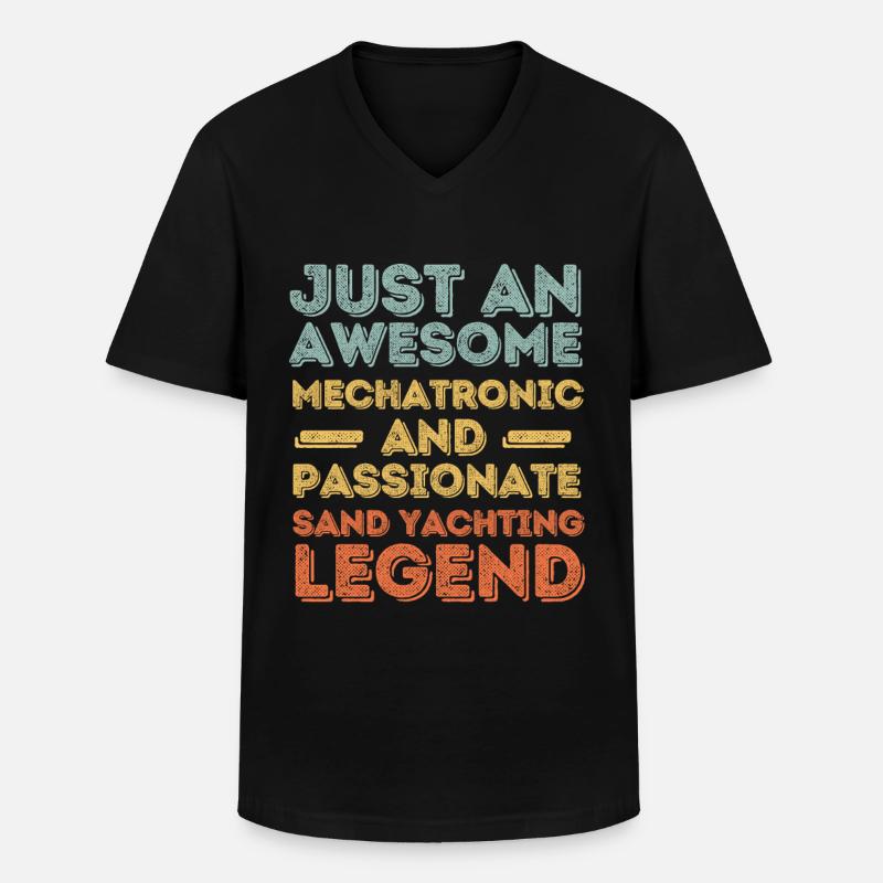 Mechatronics engineer sand sails retro - Men's V-Neck T-Shirt - black