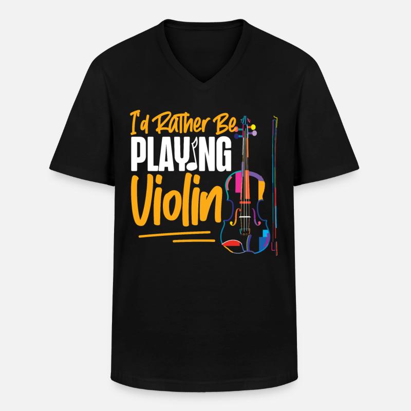Violin Violinist I'd Rather Be - Männer-T-Shirt mit V-Ausschnitt - Schwarz