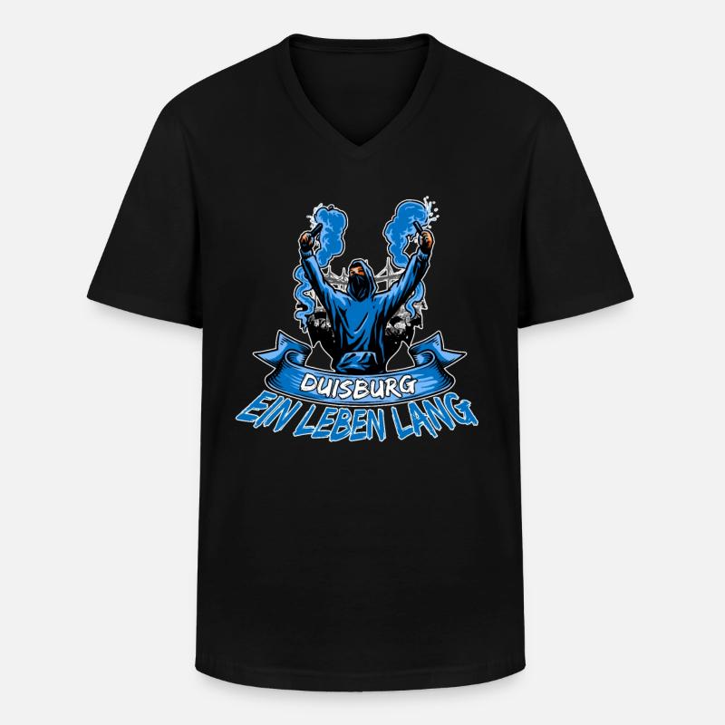 Duisburg ein Leben lang - Männer-T-Shirt mit V-Ausschnitt - Schwarz