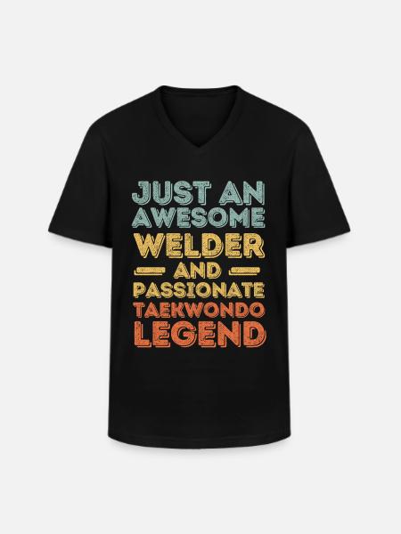 Welder Taekwondo retro - Men's V-Neck T-Shirt - black