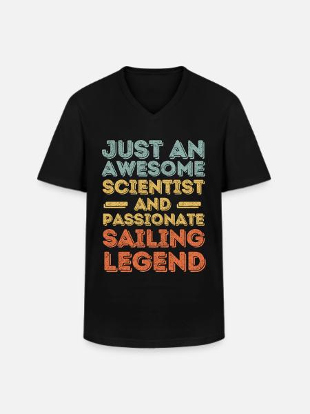 Scientist sailing retro - Men's V-Neck T-Shirt - black