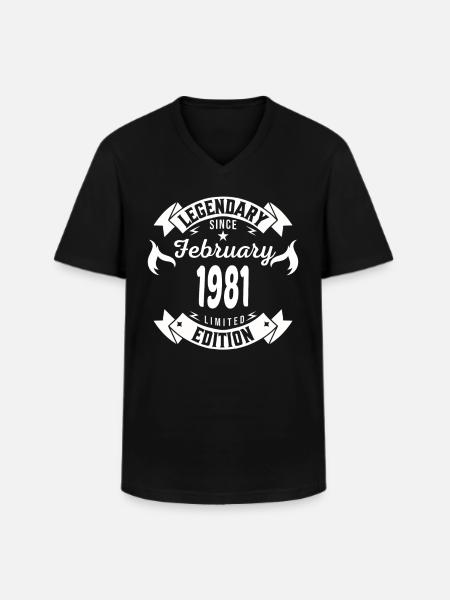 Légendaire depuis février 1981 - T-shirt col V Homme - noir