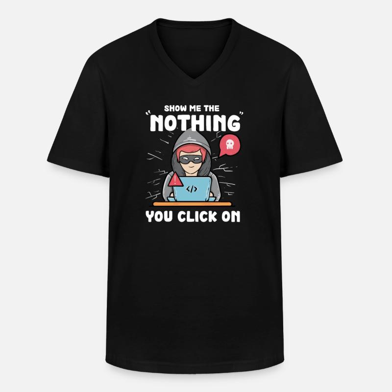 Hacker Programmeur Développeur Informatique - T-shirt col V Homme - noir