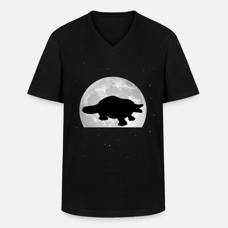 Schnabeltier Mond - Männer-T-Shirt mit V-Ausschnitt - Schwarz