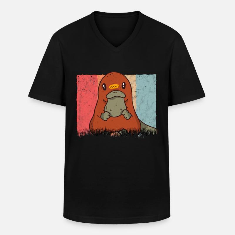 Schnabeltier Retro - Männer-T-Shirt mit V-Ausschnitt - Schwarz