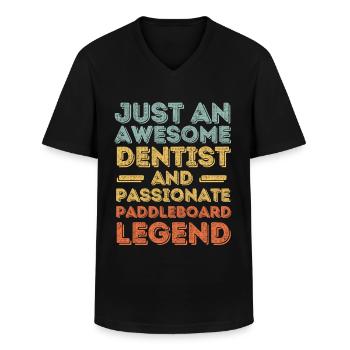 Zahnarzt Paddleboard retro - Männer-T-Shirt mit V-Ausschnitt - Schwarz - Vorne - AI Model Male 178 dark (178cm)