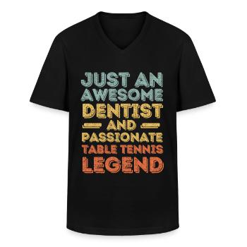 Zahnarzt Tischtennis retro - Männer-T-Shirt mit V-Ausschnitt - Schwarz - Vorne - AI Model Male 178 dark (178cm)