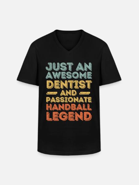 Dentist Handball retro - Men's V-Neck T-Shirt - black