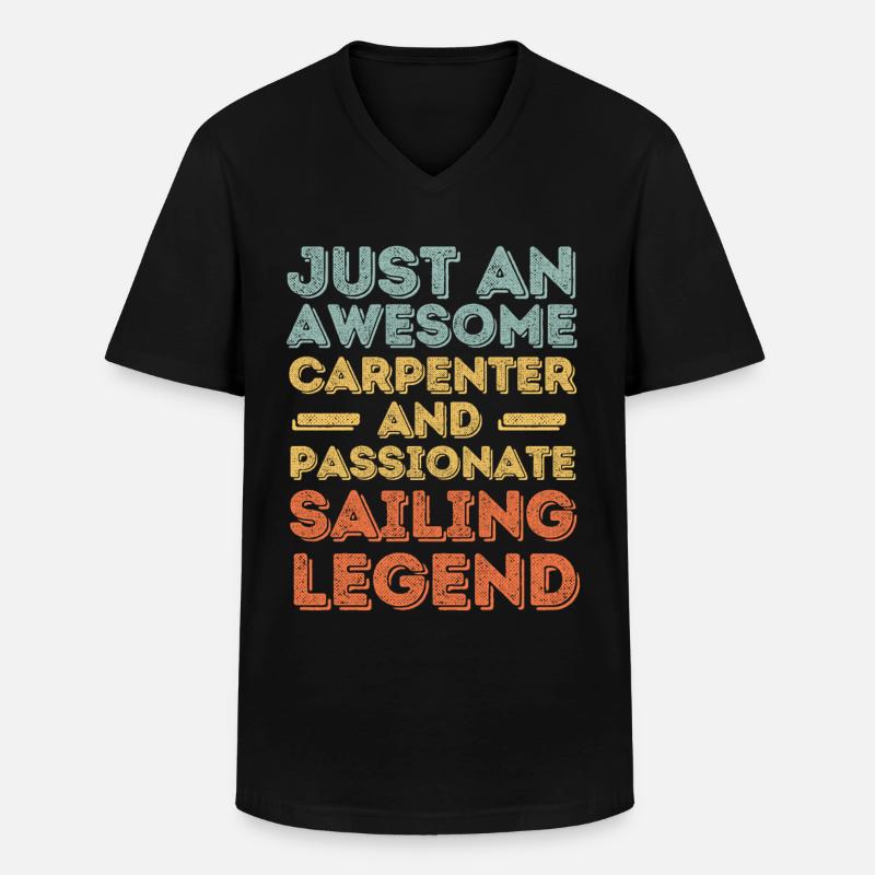 Zimmermann Segeln retro - Männer-T-Shirt mit V-Ausschnitt - Schwarz