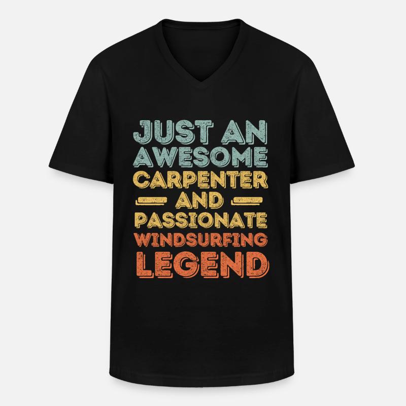 Zimmermann Windsurfen retro - Männer-T-Shirt mit V-Ausschnitt - Schwarz
