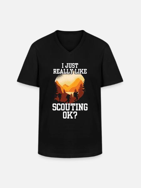 J’aime beaucoup le scoutisme - T-shirt col V Homme - noir
