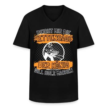 Reicht mir die Kettensäge! Holzfäller Holz Wald - Männer-T-Shirt mit V-Ausschnitt - Schwarz - Vorne - AI Model Male 178 dark (178cm)