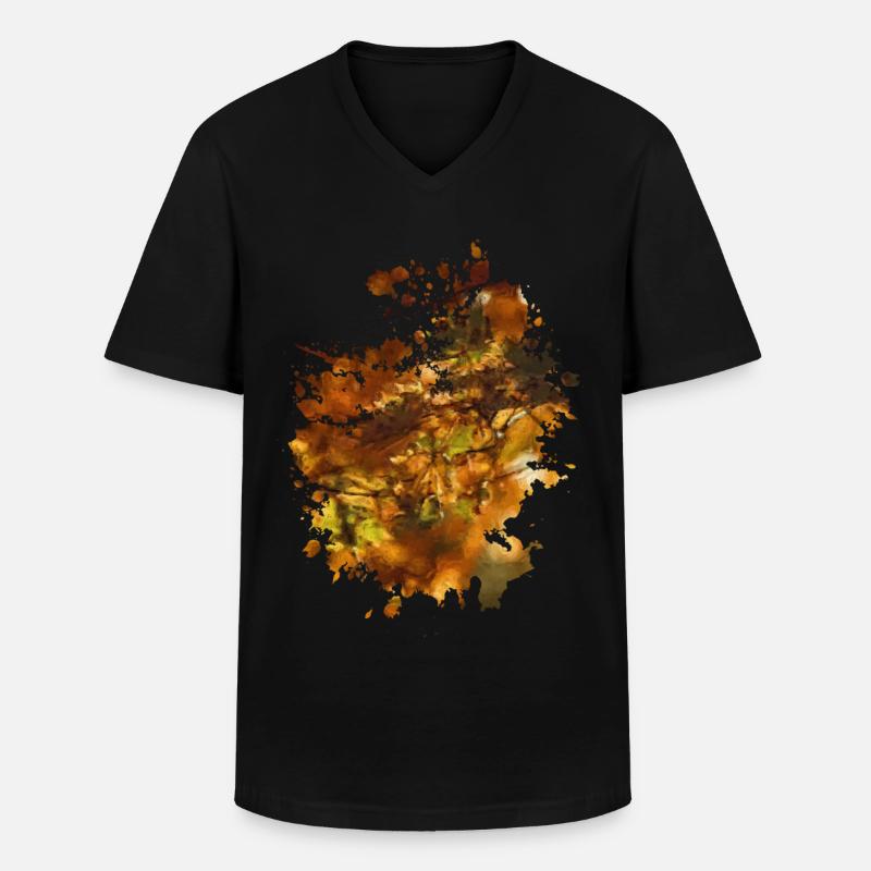 Herbst - Männer-T-Shirt mit V-Ausschnitt - Schwarz