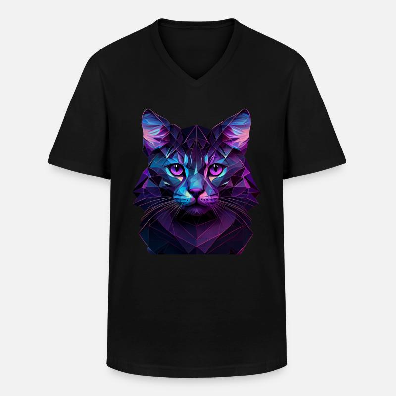 Chaton Chaton Chat Polygone Chat - T-shirt col V Homme - noir