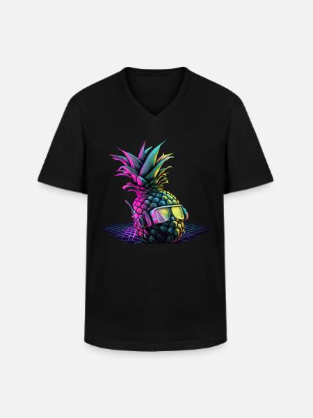 EDM Music Rave Festival Pineapple Techno - Men's V-Neck T-Shirt - black