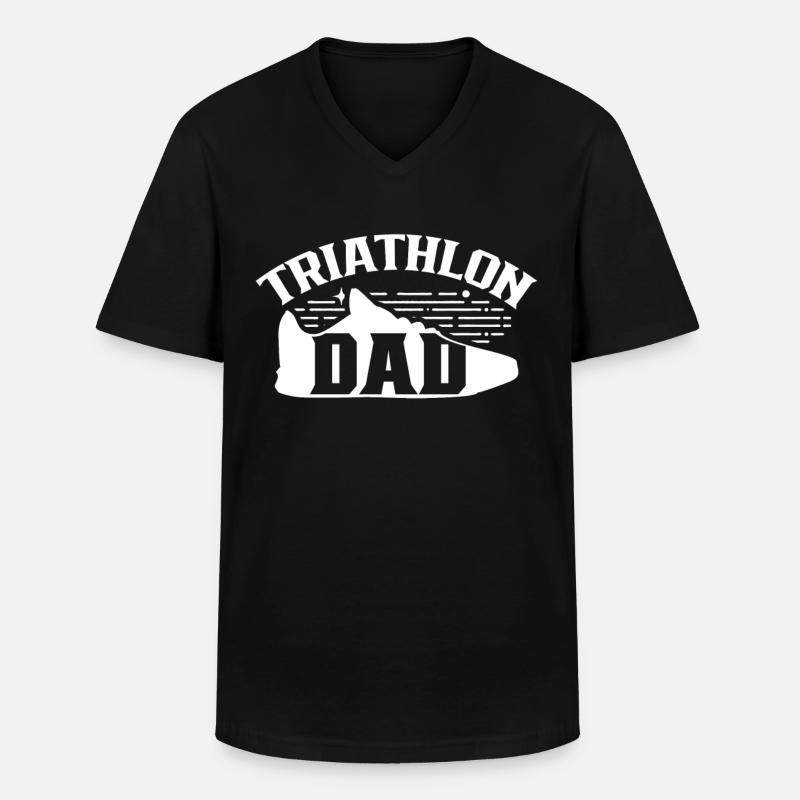 Triathlon Papa Triathletin Triathlons Triathlet - Männer-T-Shirt mit V-Ausschnitt - Schwarz