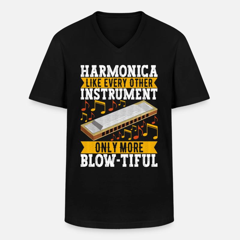 Harmonica Harmonica - T-shirt col V Homme - noir