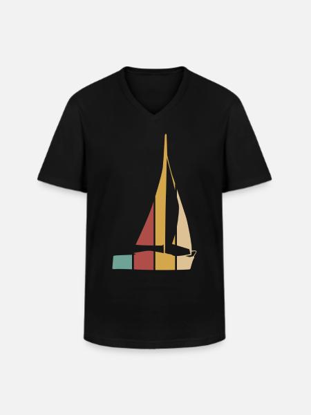 Sailing Sailor Retro Sailboat - Men's V-Neck T-Shirt - black