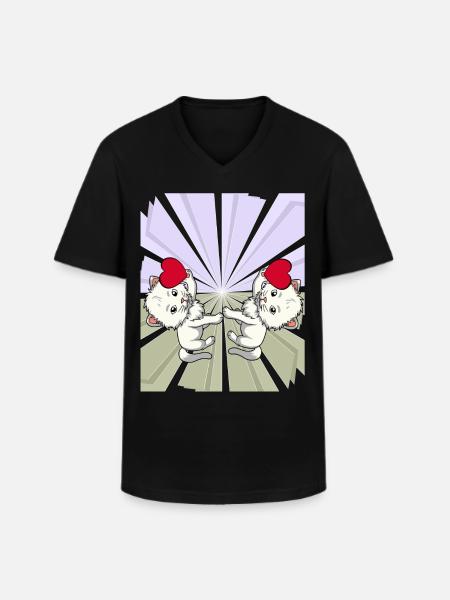 Heart Cats Congratulations Birthday - Men's V-Neck T-Shirt - black