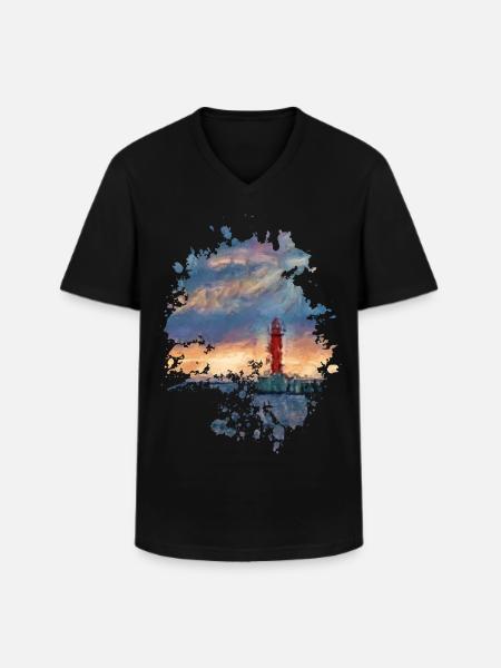 Leuchtturm - Männer-T-Shirt mit V-Ausschnitt - Schwarz