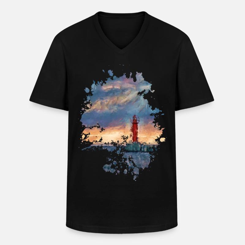 Leuchtturm - Männer-T-Shirt mit V-Ausschnitt - Schwarz