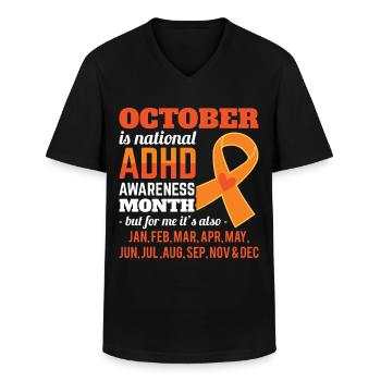 October Is ADHD Awareness Month ADHD Awareness Mon - Männer-T-Shirt mit V-Ausschnitt - Schwarz - Vorne - AI Model Male 178 dark (178cm)