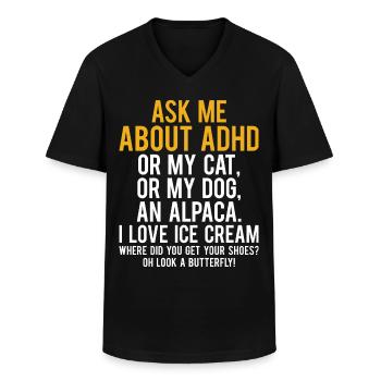 Ask Me About My ADHD, Cat, Dog, Ice Cream For ADHD - Männer-T-Shirt mit V-Ausschnitt - Schwarz - Vorne - AI Model Male 178 dark (178cm)