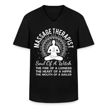 Massage Therapist Soul Of A Witch The Fire Of A Li - Men's V-Neck T-Shirt - black - Front - AI Model Male 178 dark (178cm)