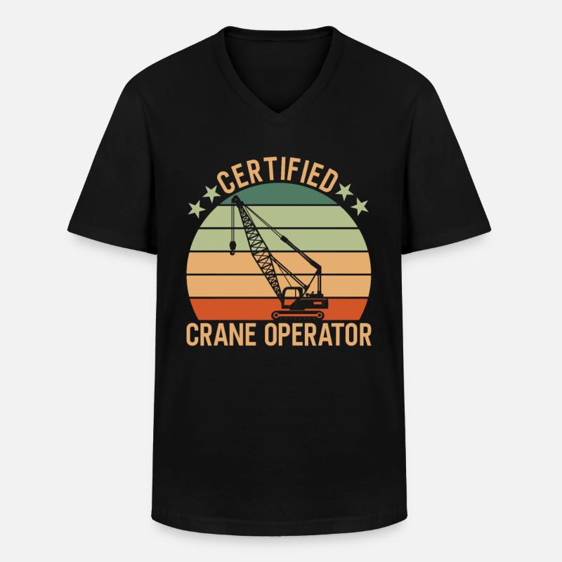 Kran Certified Crane Operator - Männer-T-Shirt mit V-Ausschnitt - Schwarz