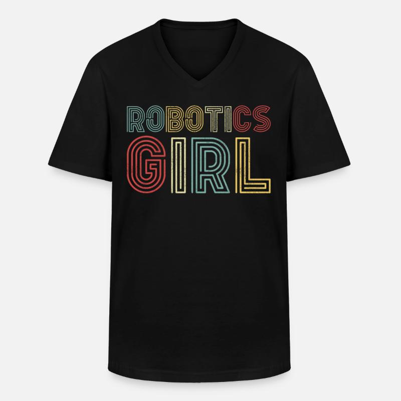 Robot Robotics Engineer Girl - Männer-T-Shirt mit V-Ausschnitt - Schwarz