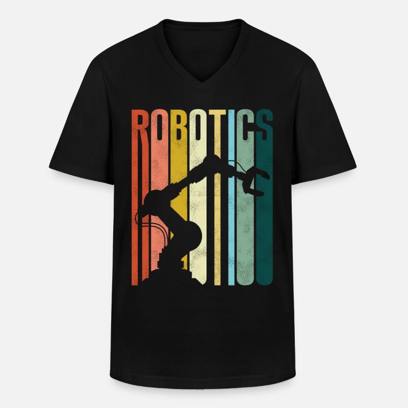 Robot Robotics Engineer Retro - Männer-T-Shirt mit V-Ausschnitt - Schwarz