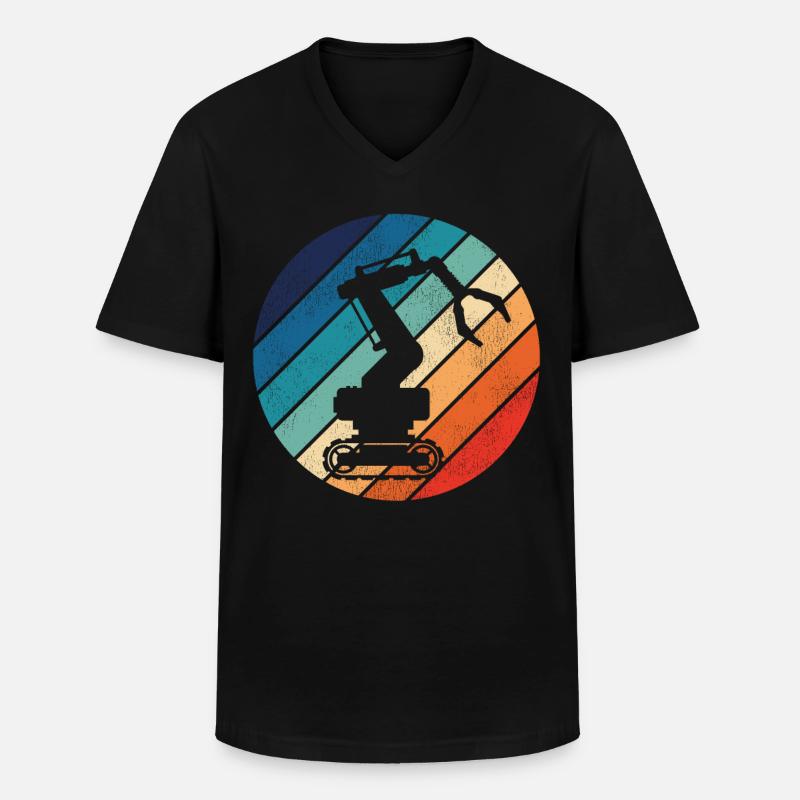 Robot Robotics Engineer Retro - Men's V-Neck T-Shirt - black