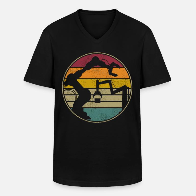 Robot Robotics Engineer Retro - Männer-T-Shirt mit V-Ausschnitt - Schwarz
