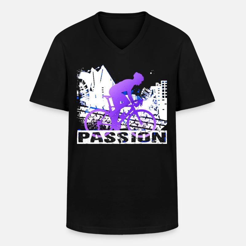 Fahrrad - Männer-T-Shirt mit V-Ausschnitt - Schwarz