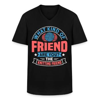 Handarbeit Stricken lustiger Strick Spruch - Männer-T-Shirt mit V-Ausschnitt - Schwarz - Vorne - AI Model Male 178 dark (178cm)