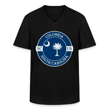 Columbia South Carolina Flag USA Souvenir Badge - Men's V-Neck T-Shirt - black - Front - AI Model Male 178 dark (178cm)
